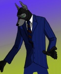 abstract_background anthro biped clothed clothing fully_clothed fur gradient_background grey_body grey_fur heterochromia male mask necktie simple_background solo standing suit black_jackal vallhound team_fortress_2 valve spy_(team_fortress_2) canid canine mammal digital_media_(artwork)