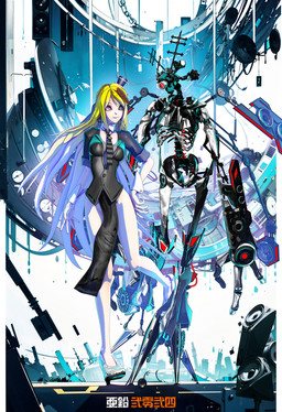 1_eye 3_fingers abstract_background accessory alternate_species ambiguous_gender black_clothing black_shirt black_topwear blonde_hair bottomwear breasts cable clothed clothing dual_persona duo ear_piercing ear_ring female female_human female_humanoid fingers footwear glistening glistening_body hair hat headgear headwear high_heels jewelry loincloth long_hair long_sleeves looking_at_another machine medium_breasts metallic_body necklace necktie no_underwear on_one_leg pattern_necktie pelvis piercing purple_eyes red_eyes rib_cage ring_piercing shirt shoes skeletal speaker square_crossover standing striped_necktie text top_hat topwear ai_assisted ai_generated_background deino_(artist) deino_(modeler) zincum_(deino) arthropod beetle human humanoid insect mammal platerodrilus robot robot_humanoid 2024 3d_(artwork) autodesk_3ds_max_(artwork) blue_theme cool_colors digital_media_(artwork) full-length_portrait hi_res japanese_text portrait