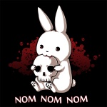 ambiguous_gender black_background blood bodily_fluids bone chewing death hungry om_nom_nom simple_background sitting skull solo ramy_badie lagomorph leporid mammal rabbit 1:1