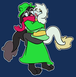 black_body black_fur bodily_fluids clothing crying duo fur hat headgear headwear horn hug long_tail male male/male simple_background tail tears transparent_background white_body white_fur asriel-hell deltarune undertale undertale_(series) asriel_dreemurr ralsei boss_monster_(undertale) bovid caprine darkner goat mammal 2018 alpha_channel hi_res