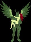 breasts duo female hair kissing male male/female meta-human not_furry nude red_hair simple_background transparent_background sparksstars poison_ivy_(dc_comics) swamp_thing humanoid 2020 alpha_channel hi_res