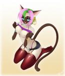 2013 breasts cat clothed clothing feline female gradient_background hair mammal multi-colored_hair nataly-b nipples piercing sitting smile
Rating: Explicit
Score: 3
User: palesnake
Date: April 16, 2014