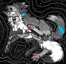 anal anal_knotting anal_penetration animal_genitalia animal_penis balls bared_teeth barely_visible_genitalia barely_visible_penis black_pawpads black_penis canine_genitalia canine_penis cheek_tuft duo ears_back erection eyes_closed facial_tuft fangs feral feral_on_feral feral_penetrated feral_penetrating feral_penetrating_feral fur genitals grey_balls grey_body grey_fur knot knot_root knotted_penis knotting male male/male male_penetrated male_penetrating male_penetrating_male neck_tuft open_mouth pawpads penetration penile penile_penetration penis penis_in_ass pink_pawpads pivoted_ears quadruped red_penis sex sheath side_view simple_background teeth tuft whiskers white_body white_fur heatherwolf canid canine mammal traditional_media_(artwork)