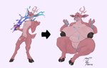 5_fingers anthro antlers areola balls before_and_after big_breasts biped breast_growth breasts broken_antler brown_body brown_fur countershade_face countershade_fur countershade_torso countershading eyebrows female fingers fur gender_transformation genitals glans growth hooves horn huge_breasts humanoid_genitalia humanoid_penis male mtf_transformation nipples penis potion pussy scut_tail short_tail solo tail thick_thighs transformation transformation_sequence weight_gain lofiflavors yogoat deer mammal artist_collaboration digital_media_(artwork) hi_res