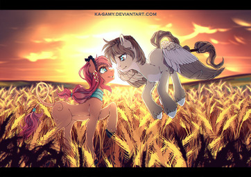 black_bars blue_eyes brown_body brown_eyes brown_feathers brown_fur brown_hair day detailed_background duo ear_piercing eyelashes feathered_wings feathers female feral flying fur hair hooves male nude outside piercing red_hair sky smile standing sun tan_body tan_feathers tan_fur text wings ka-samy hasbro my_little_pony mythology fan_character equid equine mammal mythological_creature mythological_equine pegasus url