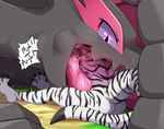 ambiguous_gender anthro big_hands black_body butt feral fur in_mouth male markings multicolored_body nude open_mouth oral_vore partially_inside pink_body pink_scales purple_body purple_scales scales size_difference striped_body striped_fur striped_markings stripes tongue tongue_out vore white_body white_fur nummynumz nintendo pokemon nekari_varra ziva_(tartii) felid generation_2_pokemon generation_7_pokemon hybrid legendary_pokemon lugia mammal mustelid otter pantherine pokemon_(species) salazzle scalie tiger