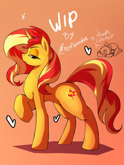 blonde_hair blush butt curvy_figure cutie_mark duo female female_feral feral fur hair heart_symbol horn looking_at_viewer male male/female multicolored_hair narrowed_eyes quadruped red_hair side_view simple_background tail text thick_thighs two_tone_hair wide_hips yellow_body yellow_fur brennan_d_vries equestria_girls hasbro my_little_pony mythology sunset_shimmer_(eg) equid equine humanoid mammal mythological_creature mythological_equine unicorn digital_media_(artwork) english_text hi_res signature