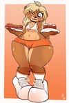 anthro athletic_wear biped black_nose blonde_hair bodily_fluids bottomwear brown_body camel_toe clothed clothing countershade_face countershade_torso countershading crop_top eyebrows female flat_chested food footwear front_view genital_outline gym_bottomwear gym_shorts hair holding_food holding_object hooters_uniform loli long_hair midriff multicolored_body navel nipple_outline one_eye_closed panties pussy_outline shirt shorts simple_background skimpy snaggle_tooth socks solo sweat tan_body tank_top text text_on_clothing text_on_shirt text_on_tank_top text_on_topwear thick_thighs tight_clothing topwear two_tone_body underwear waiter white_clothing white_footwear white_panties white_shirt white_sneakers white_socks white_topwear white_underwear wide_hips young young_anthro young_female fuf hooters tanya_(jadebrewpaw) bear mammal 2020 2:3 english_text hi_res