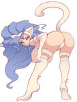 anus bent_over big_hair blue_hair breasts butt female green_eyes hair looking_at_viewer nipples raised_tail simple_background smile smiling_at_viewer solo tail white_background noise_(artist) capcom darkstalkers felicia_(darkstalkers) animal_humanoid cat_humanoid felid felid_humanoid feline feline_humanoid humanoid mammal mammal_humanoid 3:4 hi_res