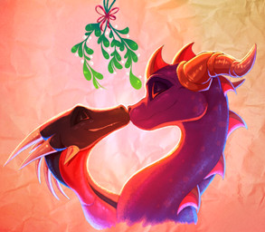 black_body canon_couple duo eyes_closed female feral holidays holly_(plant) horn kiss_on_lips kissing love male merry_christmas multi_horn plant purple_body smile wings plaguedogs123 activision christmas mythology spyro_the_dragon cynder spyro dragon mythological_creature mythological_scalie scalie 2025 digital_media_(artwork) hi_res
