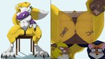 anthro asphyxiation breasts butt butt_crush butt_smother clothing crush female fur group handwear macro male male/female micro panties sitting_on_another size_difference smothering underwear yellow_body yellow_fur aplastante bandai_namco digimon canid canine digimon_(species) fox human humanoid mammal renamon squash_(disambiguation) absurd_res hi_res