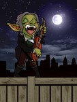 city_skyline female guitar light moonlight musical_instrument night not_furry plucked_string_instrument serenade singing solo string_instrument bunny75 goblin humanoid 3:4 hi_res