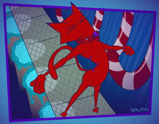 anthro candy candy_cane casual_nudity dessert eyes_closed factory food foreshortening fur male outstretched_arm purple_nose purple_stripes red_body red_fur skinny solo stripes toony vat walkway gavanzude cartoon_network courage_the_cowardly_dog katz_(courage_the_cowardly_dog) domestic_cat felid feline felis mammal alternate_version_at_paywall digital_drawing_(artwork) digital_media_(artwork) hi_res signature