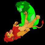 aged_up anal anal_penetration canon_x_oc duo feral feral_on_feral fur genitals green_body green_fur green_mane grin looking_pleasured male male/male male_penetrated male_penetrating male_penetrating_male mane paws penetration penis sex smile malaika4 disney the_lion_guard the_lion_king fan_character kion_(the_lion_guard) roary_(character) felid lion mammal pantherine alpha_channel hi_res