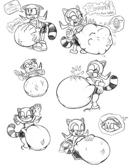 after_vore anthro belly big_belly clothing duo female footwear gloves handwear huge_belly pregnant pregnant_female shirt shoes speech_bubble text topwear vore killboo sega sonic_the_hedgehog_(series) marine_the_raccoon mammal procyonid raccoon 2026 hi_res