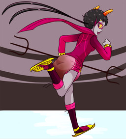 biped clothed clothing diaper eyewear feces female footwear glasses ice_skates looking_back pantsless pantsless_female pantsless_humanoid rear_view soiled_diaper solo unclean_diaper used_diaper wearing_diaper wearing_glasses yellow_sclera zee-rage-man homestuck ms_paint_adventures meenah_peixes alien humanoid troll_(homestuck) 2015 digital_drawing_(artwork) digital_media_(artwork)
