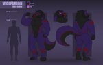 abs anthro back_muscles black_body black_nose black_tongue butt claws fire_eyes fluffy fluffy_hair fluffy_tail gradient_background hair horn male markings muscular muscular_anthro muscular_male purple_body purple_eyes red_markings silhouette simple_background size_difference smile solo standing tail teeth tongue tongue_out wolfarion wolfarion_(character) canid canine canis demon hybrid mammal wolf 2020 absurd_res headshot_portrait hi_res model_sheet portrait