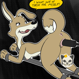 anthro anus bedroom_eyes bound butt curled_tail dialogue female fucking_machine looking_back machine narrowed_eyes nipples nude penetration rear_view seductive sex_toy simple_background smile solo tail text vaginal vaginal_penetration kingkuraselache blinky_bill_(series) kinktober daisy_dingo canid canine canis dingo mammal 1:1 digital_media_(artwork) hi_res watermark