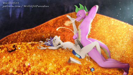 abdominal_bulge animal_genitalia animal_penis anthro anthro_on_anthro anthro_penetrated anthro_penetrating anthro_penetrating_anthro bodily_fluids coin crown cum cum_in_hair cum_in_mouth cum_in_own_mouth cum_in_self cum_inside cum_on_chest cum_on_face cum_on_own_face cum_on_self cum_while_penetrated cumshot diamond_(gem) duo ejaculation equine_genitalia equine_penis gem genital_fluids genitals gold_(metal) gold_jewelry hair hands-free headgear hoard horn jewelry male male/male male_penetrated male_penetrating male_penetrating_male multicolored_hair open_mouth orgasm penetration penis raised_arm ruby_(gem) sapphire_(gem) sex tail text treasure two_tone_hair willitfit friendship_is_magic hasbro my_little_pony mythology shining_armor_(mlp) spike_(mlp) dragon equid equine mammal mythological_creature mythological_equine mythological_scalie scalie unicorn 16:9 3d_(artwork) digital_media_(artwork) source_filmmaker_(artwork) url widescreen