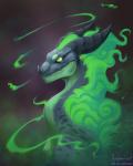 abstract_background ambiguous_gender feral green_eyes horn simple_background smoke solo rotarr mythology dragon mythological_creature mythological_scalie scalie