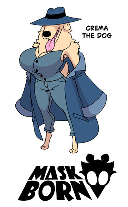 anthro barefoot big_breasts big_hat bottomwear breasts clothing coat collared_shirt detective detective_hat dress_shirt feet female fur hat hat_over_eyes headgear headwear huge_breasts overcoat oversized_sleeves pants sharp_teeth shirt solo teeth tongue tongue_out topwear diegutan crema_the_dog canid canine canis domestic_dog mammal hi_res
