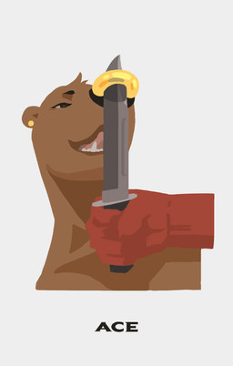 ambiguous_gender anthro dagger ear_piercing ear_ring gold_(metal) gold_ear_piercing gold_ear_ring gold_nose_ring holding_object holding_weapon melee_weapon piercing ring_piercing simple_background solo stud_piercing text weapon white_background oystr otter_(oystr) mammal mustelid otter english_text hi_res female_(lore)