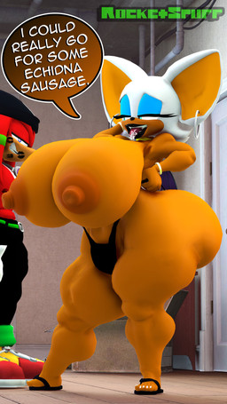 anthro big_breasts big_butt bodily_fluids bracelet breasts butt choker clothed clothing clothing_pull duo ear_piercing ear_ring eye_contact fangs feet female footwear gold_(metal) gold_bracelet gold_choker gold_jewelry gold_necklace hand_behind_head hoop_ear_ring huge_breasts huge_butt humanoid_feet imminent_sex jewelry kiss_mark looking_at_another lustful_gaze male necklace open_mouth piercing plantigrade ring_piercing saliva saliva_on_tongue sandals shoes smug_grin teeth text thick_thighs thong thong_pull tongue tongue_out topless topless_female topless_male underwear underwear_pull voluptuous_female rocketspuff kabalmystic_(modeler) sega sonic_the_hedgehog_(series) knuckles_the_echidna rouge_the_bat bat echidna mammal monotreme 3d_(artwork) 4k 9:16 absurd_res digital_media_(artwork) english_text hi_res