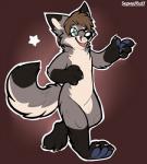 anthro eyewear glasses hair male one_eye_closed short_hair simple_background solo wink sephyfluff logan_(fox) canid canine fox mammal 2017