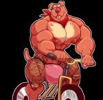 abs alpha_channel anthro biceps bicycle big_bulge bulge canid canine canis clothed clothing cursedmarked cycling domestic_dog dylan_hafertepen huge_bulge hyper hyper_bulge male mammal muscular muscular_anthro muscular_male nipples pecs scarf simple_background solo tattoo topless transparent_background vehicle