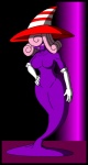 blush breasts clothing female gloves hair handwear hat headgear headwear legless lips not_furry pink_hair simple_background solo wide_hips witch_hat kingmonster mario_bros nintendo paper_mario vivian_(mario) ghost humanoid shadow_siren spirit