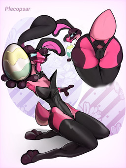anthro anthrofied breasts bunny_costume butt camel_toe clothing costume easter_egg egg female flat_chested holidays kneeling leotard lips non-mammal_breasts pink_body simple_background slim solo tongue tongue_out wide_hips plecopsar blue_sky_studios easter rio_(series) gabi_(rio) amphibian frog poison_dart_frog 3:4 hi_res shaded