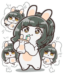 alternate_species anthro arms_bent bangs beverage black_eyebrows black_hair blush blush_lines brown_eyes closed_smile drinking drinking_straw eyebrow_through_hair eyebrows eyelashes fangs featureless_crotch featureless_feet featureless_legs feet female female_anthro fur furrification grey_outline hair hand_pawpads holding_beverage holding_object light long_ears long_hair midair mitten_hands mouth_closed multicolored_body multicolored_eyes multiple_poses no_pupils noseless nude nude_anthro nude_female open_mouth outline pawpads ponytail pose pupils rabbidification simple_background smile solo standing star_pupils tan_body tan_eyelids tan_inner_ear tan_pawpads tan_skin teeth thin_eyebrows translucent translucent_hair two_tone_body two_tone_eyes white_background white_body white_fur white_pupils yellow_eyes charisuke cygames idolmaster idolmaster_cinderella_girls raving_rabbids rayman_(series) ubisoft tomo_fujii lagomorph mammal rabbid 2024 absurd_res colored crossover digital_drawing_(artwork) digital_media_(artwork) hi_res japanese_description lighting shaded simple_shading