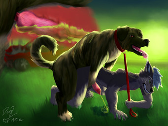 anatomically_correct anatomically_correct_genitalia anatomically_correct_penis anthro anthro_on_feral bestiality bodily_fluids collar detailed_background doggystyle drool_on_face drooling drooling_on_partner drooling_tongue duo erection excessive_saliva feral from_behind_position genital_fluids genitals grass knot knot_root knotted_penis knotting leash leash_pull leashed_collar male male/male peeing peeing_inside peeing_together peeing_while_erect peeing_while_penetrated penetration penis plant public public_nudity public_sex red_leash saliva sex urine urine_on_ground urine_pool urine_stream watersports x-ray_view dogface canid canine canis domestic_dog husky kangal livestock_guardian_dog mammal molosser mountain_dog nordic_sled_dog pastoral_dog spitz absurd_res hi_res