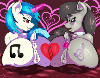 anal anal_penetration anatomically_correct anatomically_correct_genitalia anatomically_correct_vulva animal_genitalia animal_vulva anus big_butt black_hair blue_hair blush butt butt_squish buttplug buttplug_in_ass buttplug_insertion clitoral_winking clitoris cutie_mark dock_(anatomy) duo equine_genitalia equine_vulva eyebrows eyelashes female female/female feral gem genitals grin hair heart_symbol holidays horn jewel_buttplug love magic multicolored_hair nude object_in_ass open_mouth penetration plug_(sex_toy) plug_insertion puffy_anus purple_eyes raised_tail rear_view red_eyes sex_toy sex_toy_in_ass sex_toy_insertion short_hair simple_background smile sparkles squish tail teeth tongue two_tone_hair vulva renegade-157 friendship_is_magic hasbro my_little_pony mythology valentine's_day octavia_(mlp) vinyl_scratch_(mlp) earth_pony equid equine horse mammal mythological_creature mythological_equine pony unicorn 2018 absurd_res hi_res signature