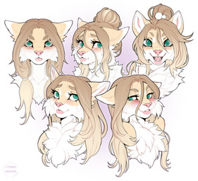 anthro blush chest_tuft female front_view grin hair happy long_hair looking_at_viewer plushie sad smile solo three-quarter_view tuft cyberhound canid canine canis domestic_dog mammal shiba_inu spitz 2024 adobe_photoshop_(artwork) digital_media_(artwork) hi_res portrait