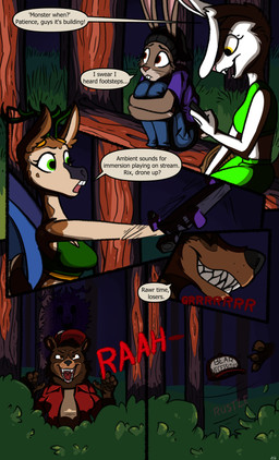 anthro campfire camping female forest holidays night outside plant text tree magnificent-arsehole halloween bear deer lagomorph leporid mammal monster rabbit absurd_res comic english_text hi_res