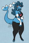 anthro blue_body blue_hair breasts choker cleavage clothed clothing female hair jewelry long_hair looking_at_viewer necklace slightly_chubby solo nerdyreindeer nintendo pokemon brionne generation_7_pokemon mammal marine pinniped pokemon_(species) sea_lion hi_res