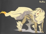 claws feral fur male paws simple_background solo standing teeth grungecandy nintendo pokemon arcanine canid canine generation_1_pokemon mammal pokemon_(species) 4:3 signature