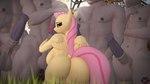 16:9 3d_(artwork) 4k absurd_res animal_genitalia animal_penis anthro balls biped breasts butt digital_media_(artwork) equid equine equine_genitalia equine_penis eyelashes female fluttershy_(mlp) friendship_is_magic genitals group hair hasbro hi_res looking_at_viewer looking_back male male/female mammal my_little_pony naughty_cube penis pupils pussy smile thick_thighs widescreen