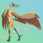 anthro beak feathers female nude petals simple_background solo tail tail_feathers whitephoenix52 mei avian bird 1:1 hi_res