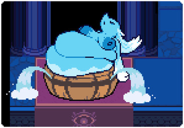 anthro areola bath bathing belly big_areola big_belly big_breasts blue_areola blue_body blue_nipples border breasts eyes_closed female female_anthro huge_belly nipples nude nude_anthro nude_female obese obese_anthro obese_female open_mouth overweight overweight_anthro overweight_female solo stuck white_border pookypalace deltarune undertale_(series) miss_mizzle darkner mizzle_(deltarune) digital_media_(artwork) pixel_(artwork)