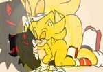 big_breasts blush breasts butt crossgender duo female male male/female on_top smile super_form soulyagami64 sega sonic_the_hedgehog_(series) shadow_the_hedgehog sonic_the_hedgehog super_sonic eulipotyphlan hedgehog mammal