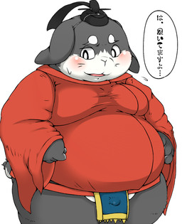 anthro asian_clothing belly biped blush bodily_fluids bulge clothed clothed_anthro clothed_male clothing east_asian_clothing floppy_ears flying_sweatdrops headgear headwear japanese_clothing kanmuri_(headwear) looking_aside lop_ears male male_anthro moobs obese obese_anthro obese_male overweight overweight_anthro overweight_male pelvic_curtain red_clothing short_tail simple_background solo sweat sweatdrop tail text whiskers white_background reki_(artist) gingitsune hama_(gingitsune) lagomorph leporid mammal rabbit 2015 digital_media_(artwork) japanese_text translation_request