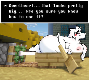 all_fours anthro big_breasts breasts eyeshadow female female_anthro fur half-closed_eyes looking_back makeup mature_female narrowed_eyes nude outside solo text text_box white_body white_fur dango_tango deltarune microsoft minecraft minecraft_sheep_fucker mojang undertale_(series) xbox_game_studios toriel bovid caprine goat humanoid mammal english_text
