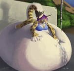 anthro belly belly_expansion big_belly bikini bloated breasts clothing distended expansion female huge_belly hyper hyper_belly immobile inflation island liquid_inflation organs solo spots stomach swimwear swollen tail tank tropical two-piece_swimsuit vehicle water water_inflation accidentalaesthetics feligris felid feline humanoid mammal 2015 story story_in_description