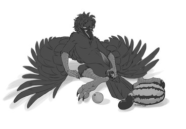 4_toes anal anal_masturbation anal_penetration animal_genitalia anisodactyl anthro avian_feet beak biped eggplant erection eyewear feathered_wings feathers feet food food_fetish food_insertion food_play fruit genital_slit genitals glasses improvised_dildo improvised_sex_toy looking_down lying male masturbation melon nude on_back penetration penis plant sex_toy simple_background solo tapering_penis toes toying_self watermelon white_background wings conditional_dnp sefeiren tamerlane avian bird corvid corvus_(genus) crow oscine passerine raven 2010 monochrome