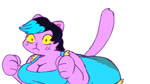 accident anthro black_hair blue_highlights blush blush_lines breasts cleavage clothed clothing diarrhea fart fart_fetish feces feces_stain female fur hair highlights_(coloring) overalls purple_body purple_fur shart shocked simple_background soiling soiling_clothing solo white_background yellow_sclera possibleexport sound_warning undertale undertale_(series) catty_(undertale) domestic_cat felid feline felis mammal 2024 2d_animation animated short_playtime sound webm