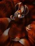 4_fingers anthro claws covering covering_self cozy eyelashes female fingers fur inviting looking_at_viewer on_tail red_body red_fur solo tail tail_tuft tuft white_body ano_delta dota valve hoodwink_(dota) mammal rodent sciurid tree_squirrel 3d_(artwork) digital_media_(artwork) hi_res