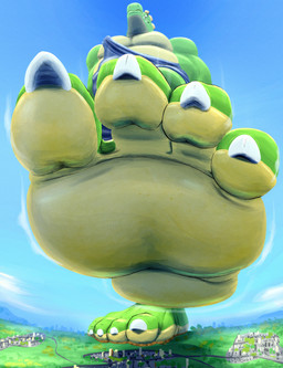 4_toes anthro barefoot blue_clothing bottomwear building city cityscape claws clothed clothing destruction feet foot_fetish foot_focus giga green_body green_eyes green_scales landscape_dwarfing low-angle_view macro male multicolored_body muscular muscular_anthro muscular_male outside plantigrade scales sky soles solo stomping toe_claws toes underfoot white_claws yellow_body yellow_feet aaalex_orca crocodile crocodilian reptile scalie digital_media_(artwork) hi_res
