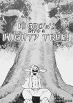 abs anthro athletic athletic_male feet flower grass hair leaf long_hair male plant resting solo text tree peculiart bun_bash stig_(peculiart) lagomorph leporid mammal rabbit 2025 absurd_res comic hi_res monochrome